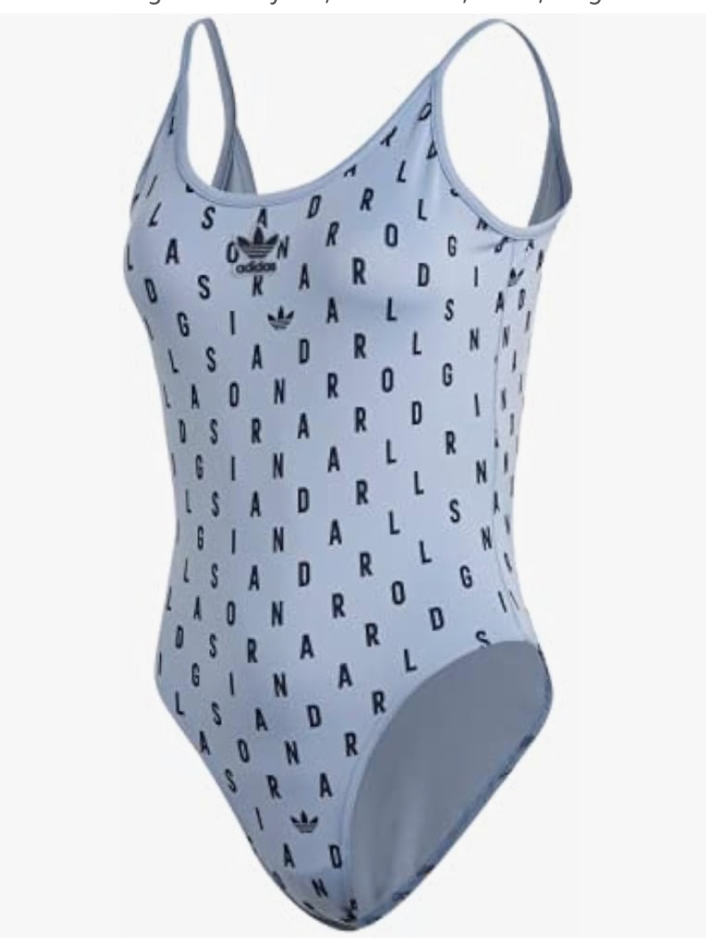 adidas Originals Bodysuit Chalk Blue All-Over Letter One-Piece Womens XL